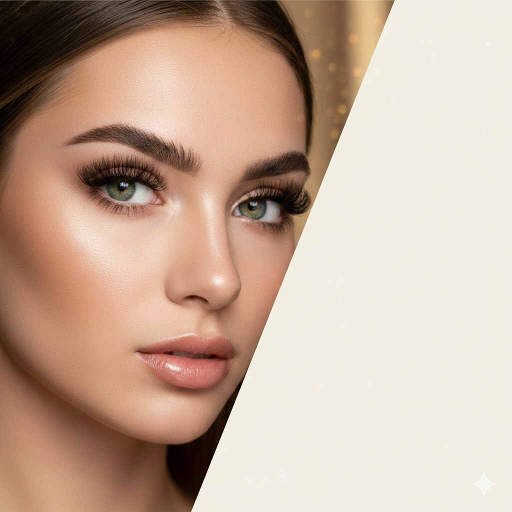 Professionelle Wimpernverlängerung Volumen-Look im Studio Glow & Wow München Laim.